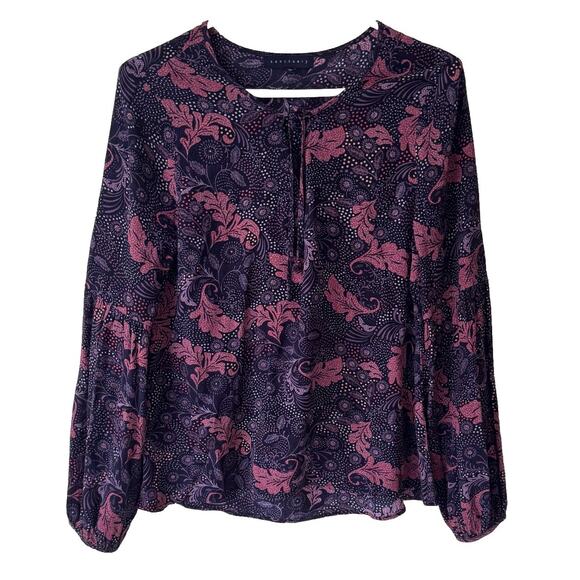 Anthropologie Sanctuary Women’s Boho Keyhole Blouse Size M Neutral Grunge Fall - Picture 1 of 8